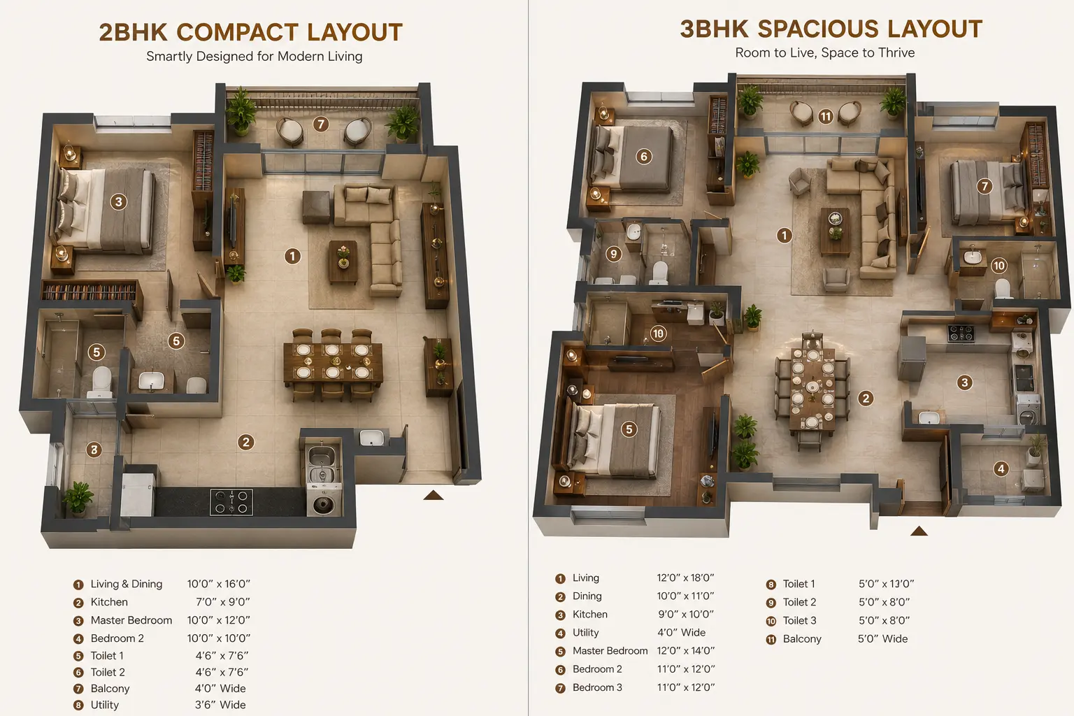 2 BHK vs 3 BHK Interior Design - What's Right for Your Bhopal Home
